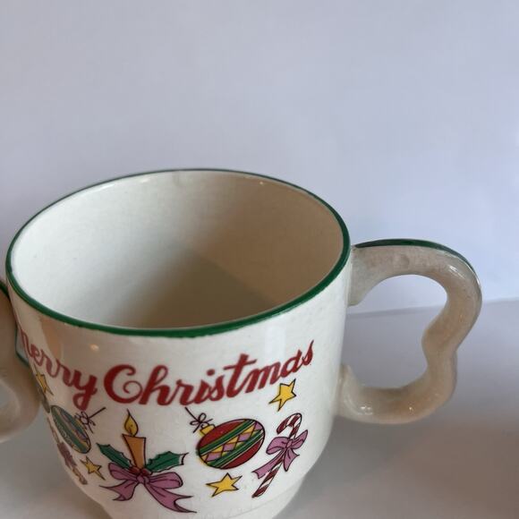 Set Of 6 Vintage Homco Merry Christmas Stackable Mugs Made In Japan - Picture 3 of 7